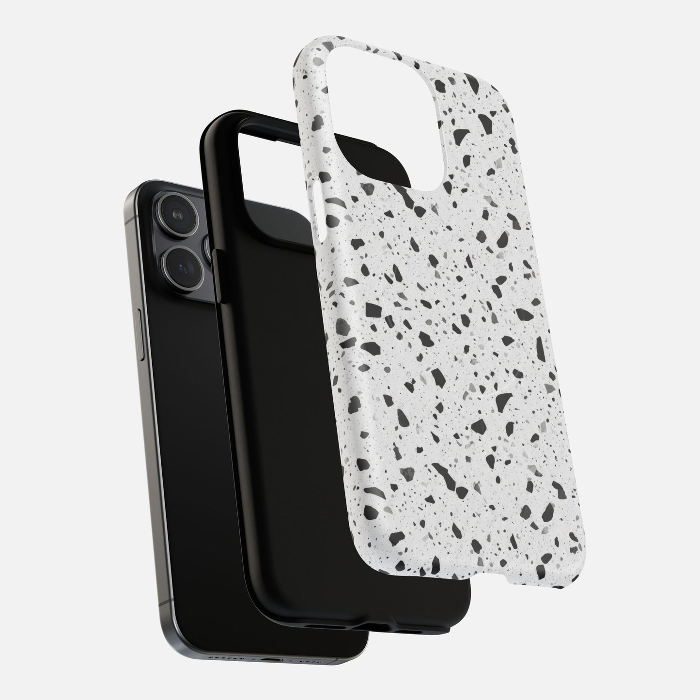 Terrazzo Black & White iPhone Case — Tough Magnetic | MagSafe Compatible