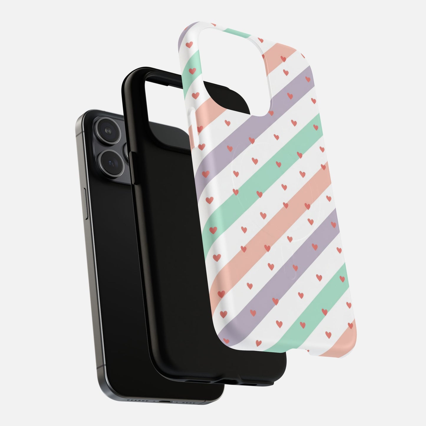 Valentine Pastel Stripes iPhone Case — Tough Magnetic | MagSafe Compatible