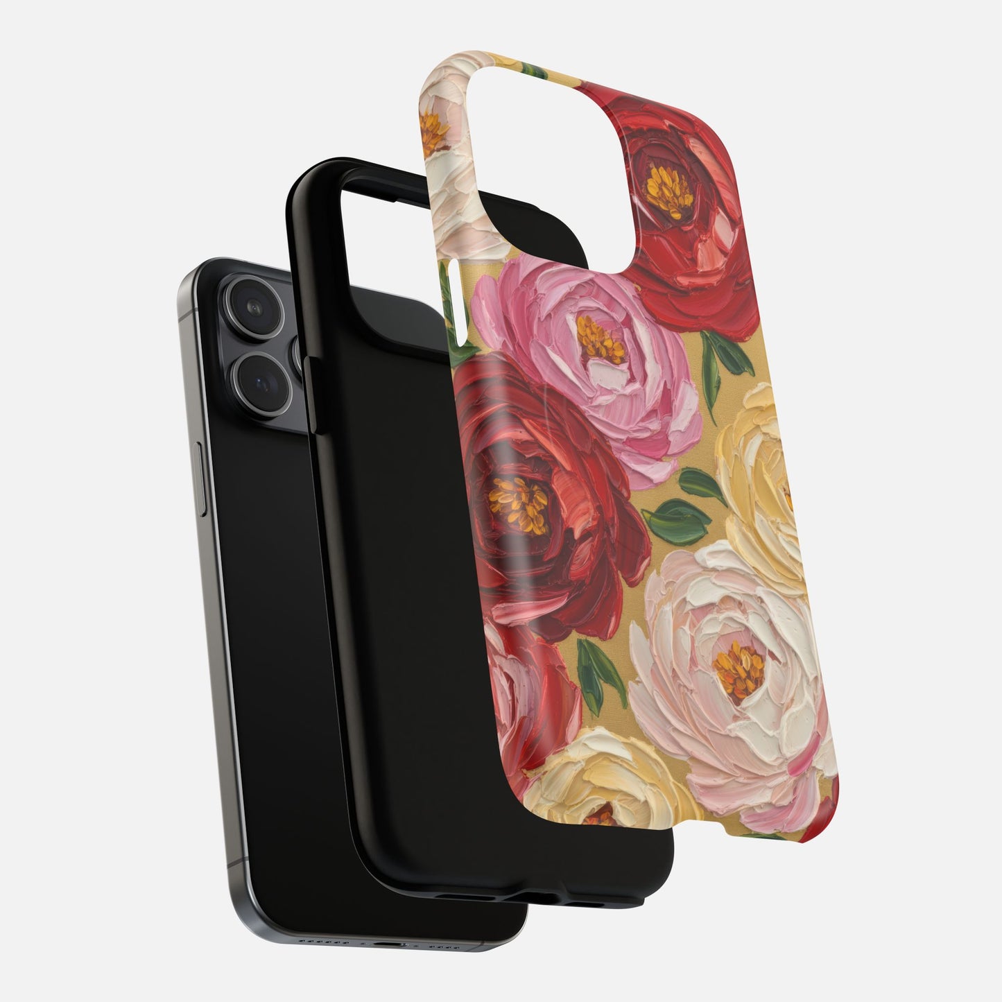 Floral Camellia With Rose & Blush Blooms iPhone Case — Tough Magnetic | MagSafe Compatible
