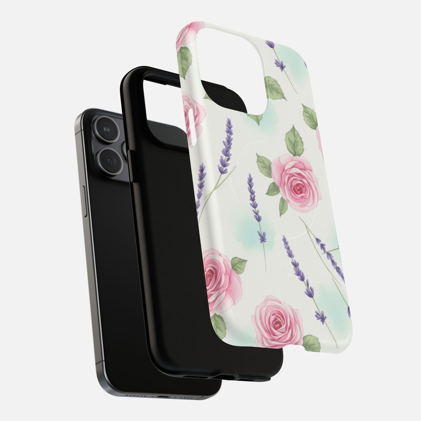 Floral Rose & Lavender iPhone Case — Tough Magnetic | MagSafe Compatible