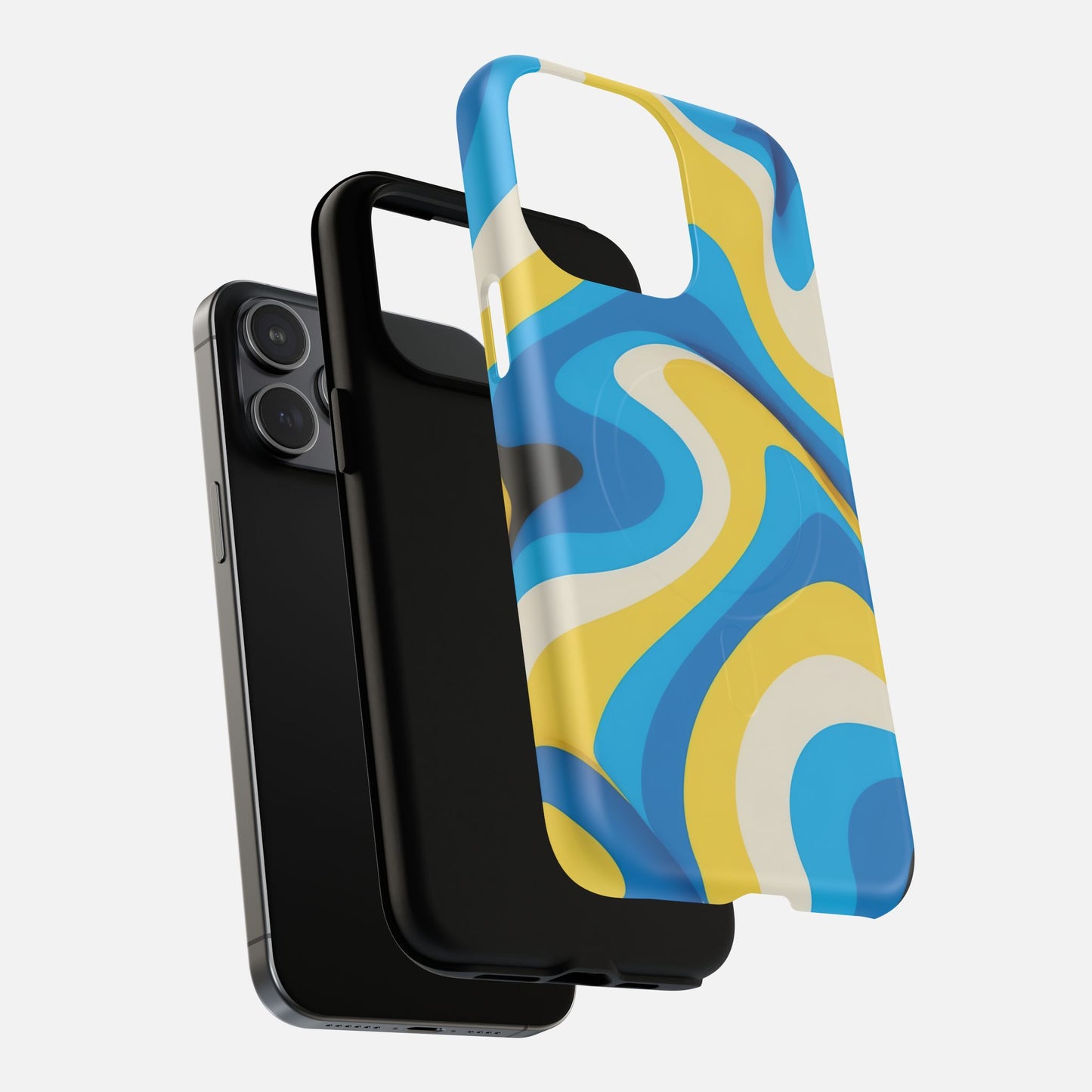 Blue & Yellow Abstract Swirl iPhone Case — Tough Magnetic | MagSafe Compatible