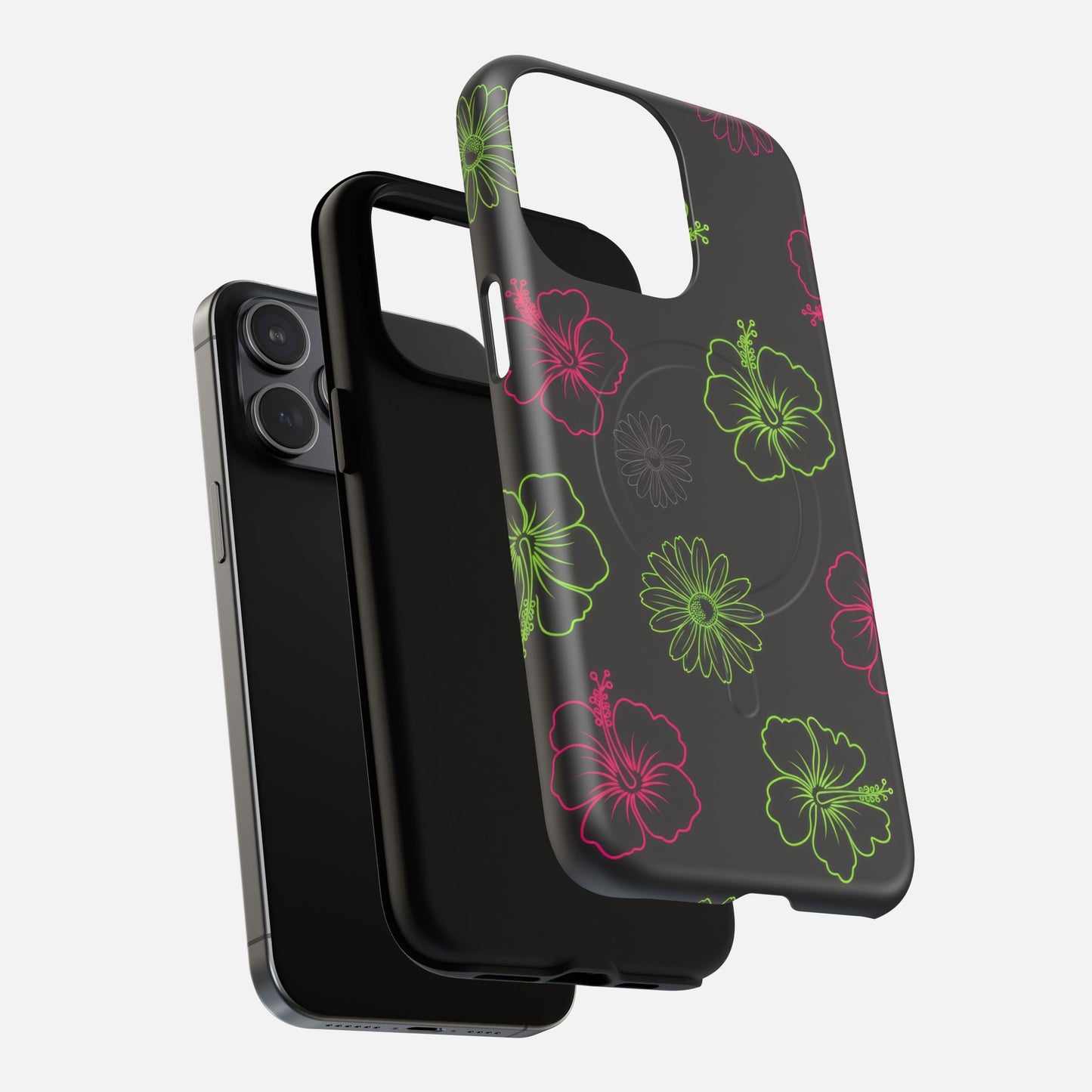 Neon Hibiscus & Tropical Floral iPhone Case — Tough Magnetic | MagSafe Compatible