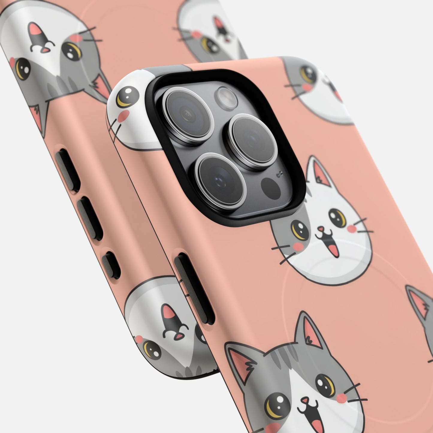 Cute Gray & White Cat iPhone Case — Tough Magnetic | MagSafe Compatible