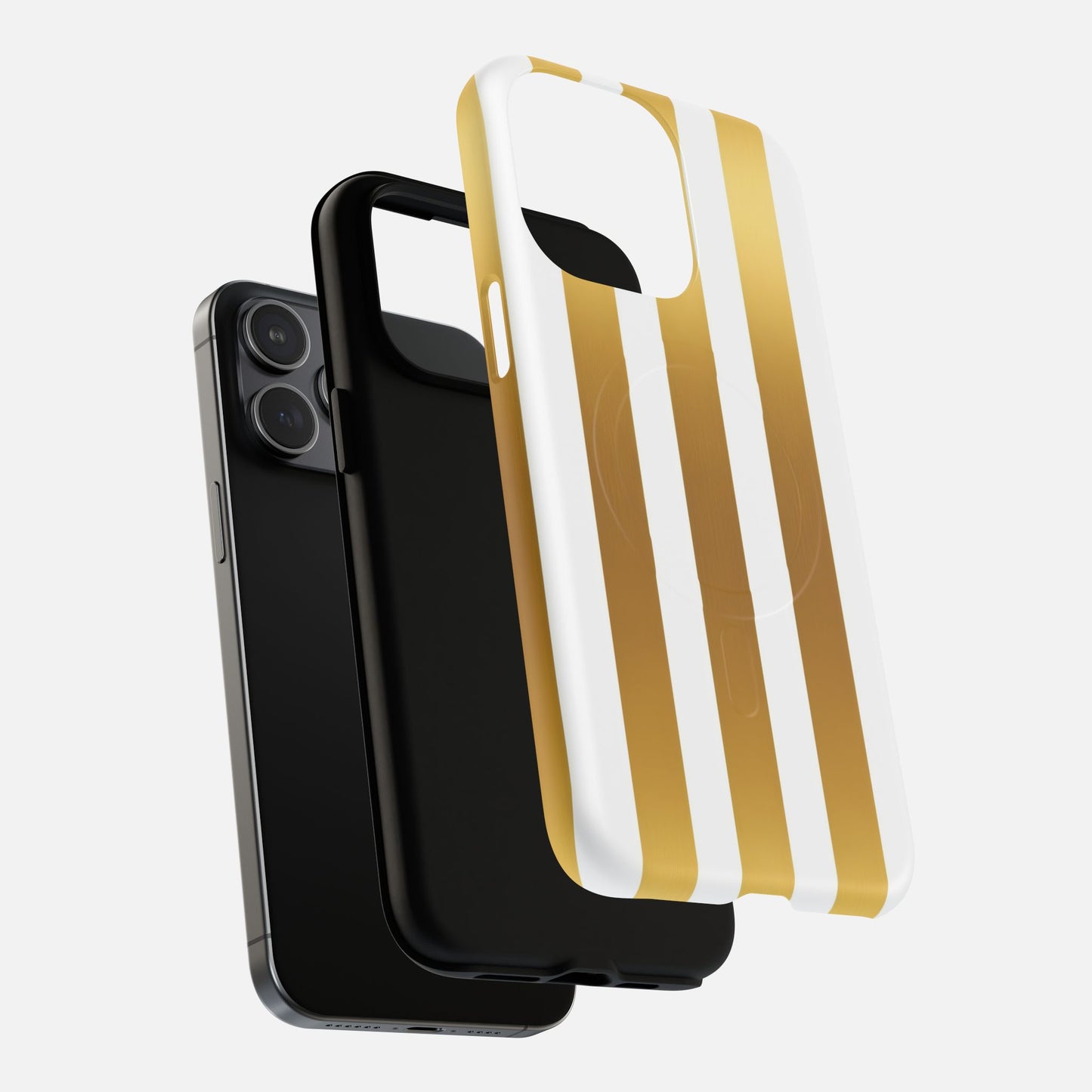 Gold & White Stripe iPhone Case — Tough Magnetic | MagSafe Compatible