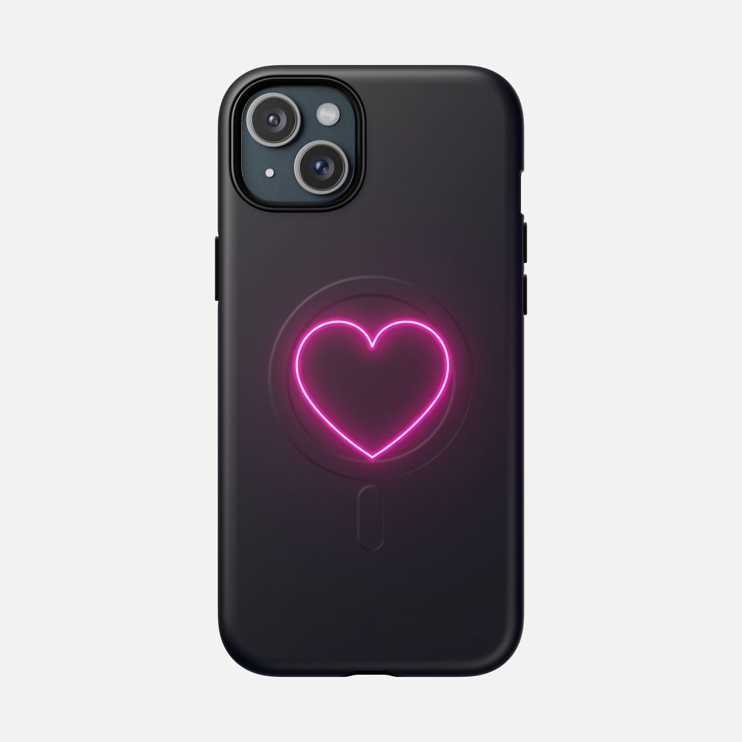 Neon Heart With Glow Pink iPhone Case — Tough Magnetic | MagSafe Compatible