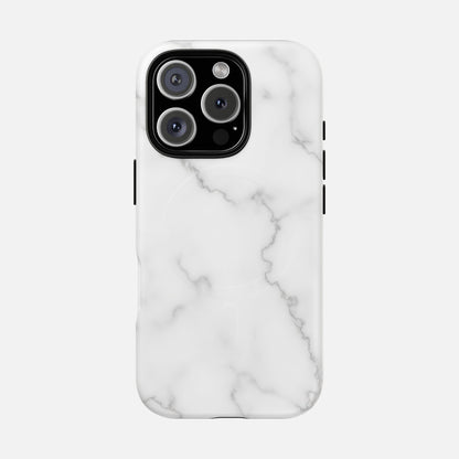 White Marble iPhone Case — Tough Magnetic | MagSafe Compatible