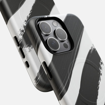 Abstract Black Brushstroke iPhone Case — Tough Magnetic | MagSafe Compatible