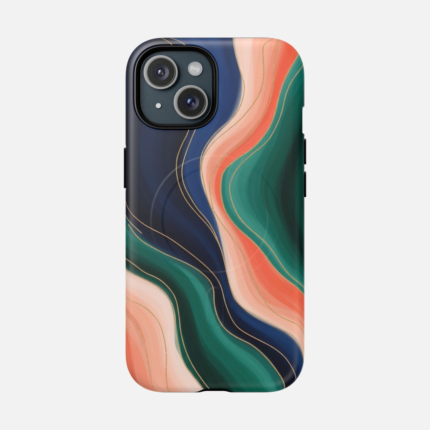 Magnetic Tough Case — Abstract Ocean Wave Design Phone Cover iPhone 15 Matte Phone Case
