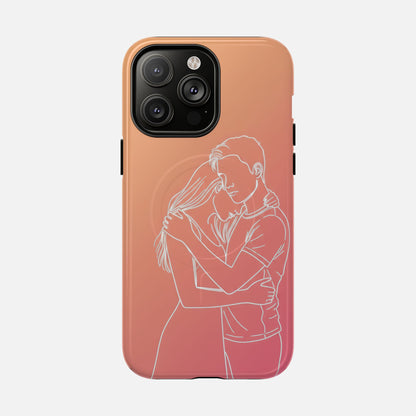 Romantic Outline Couple iPhone Case — Tough Magnetic | MagSafe Compatible