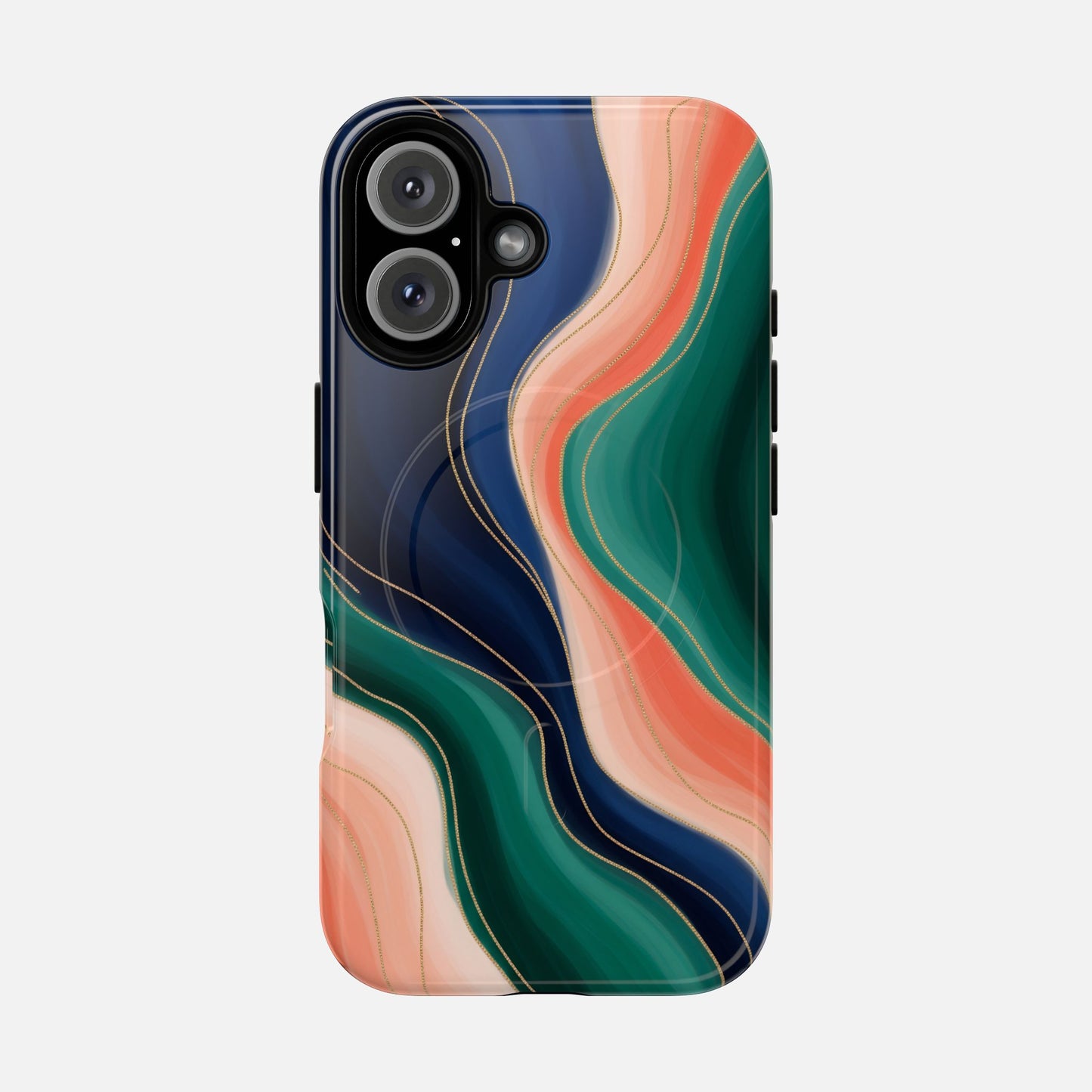 Magnetic Tough Case — Abstract Ocean Wave Design Phone Cover iPhone 16 Glossy Phone Case