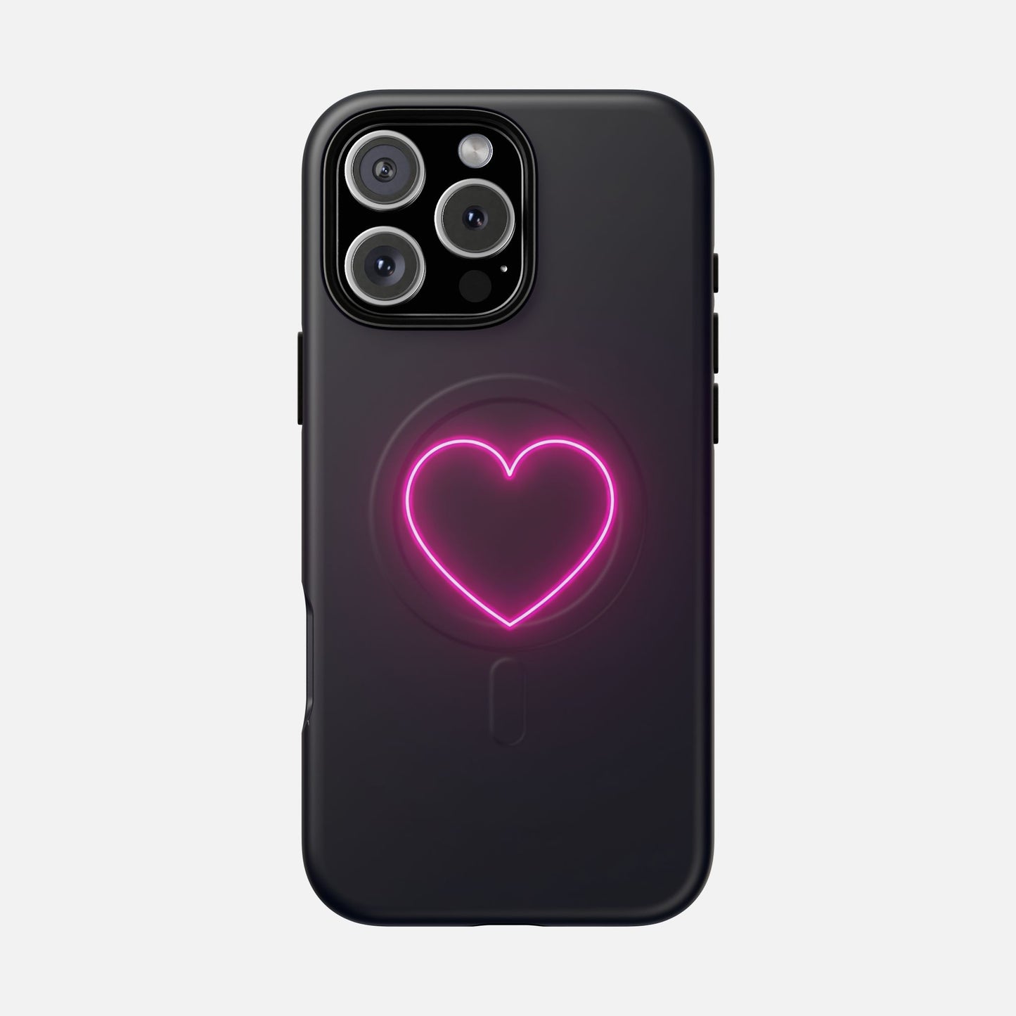 Neon Heart With Glow Pink iPhone Case — Tough Magnetic | MagSafe Compatible