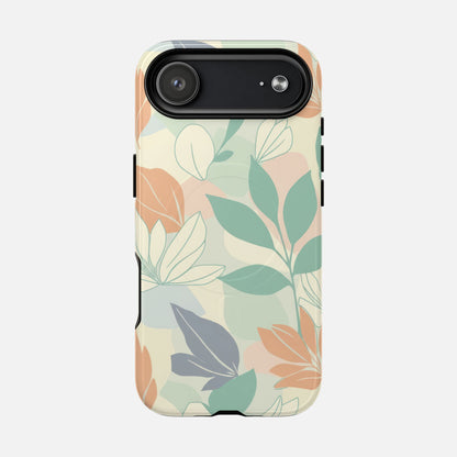 Floral Pastel With Soft Green & Peach Botanical Design iPhone Case — Tough Magnetic | MagSafe Compatible