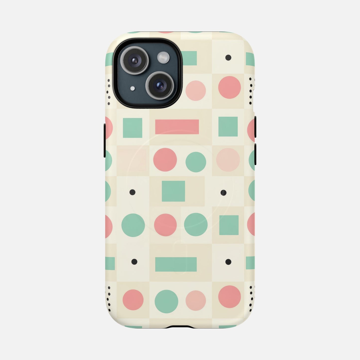 Pastel Circles & Squares iPhone Case — Tough Magnetic | MagSafe Compatible