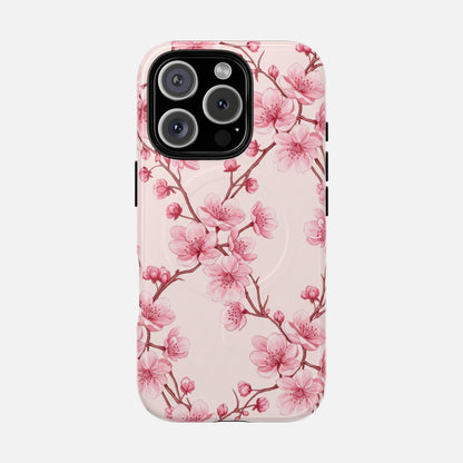 Pink Cherry Blossom iPhone Case — Tough Magnetic | MagSafe Compatible