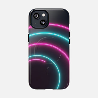Neon Arc with Pink & Teal Glow iPhone Case — Tough Magnetic | MagSafe Compatible