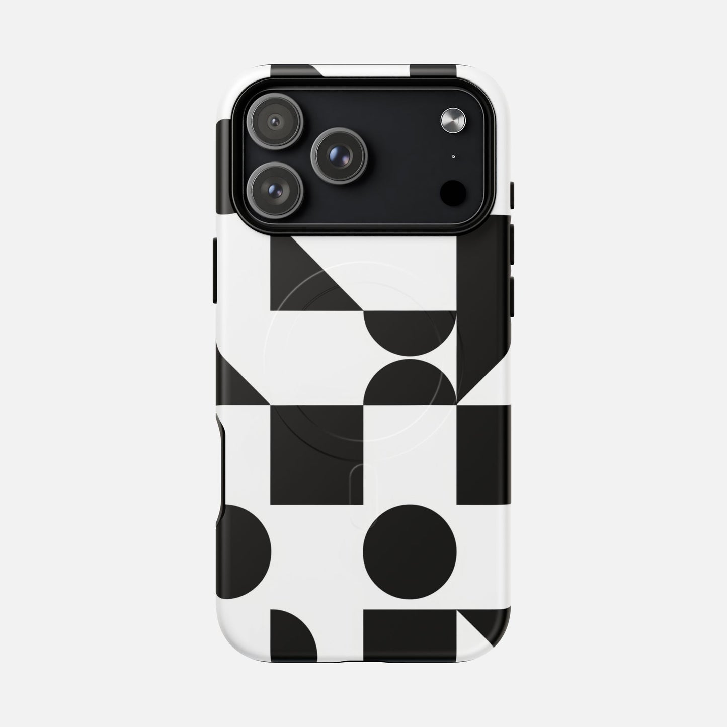 Geometric Black & White iPhone Case — Tough Magnetic | MagSafe Compatible