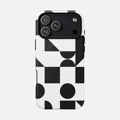 Geometric Black & White iPhone Case — Tough Magnetic | MagSafe Compatible
