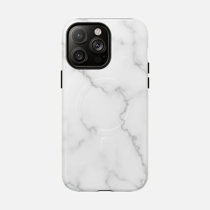 White Marble iPhone Case — Tough Magnetic | MagSafe Compatible