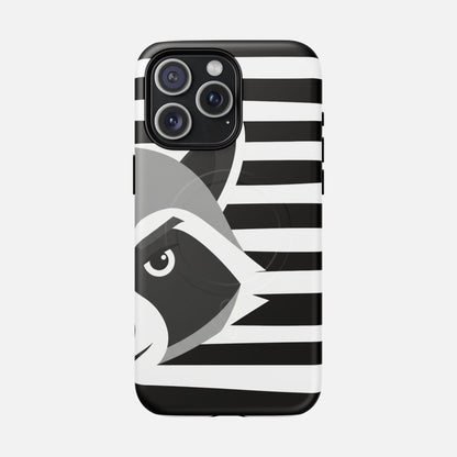 Raccoon Stripe Tough Magnetic Phone Case — Black & White Animal Design iPhone 15 Pro Max Matte Phone Case