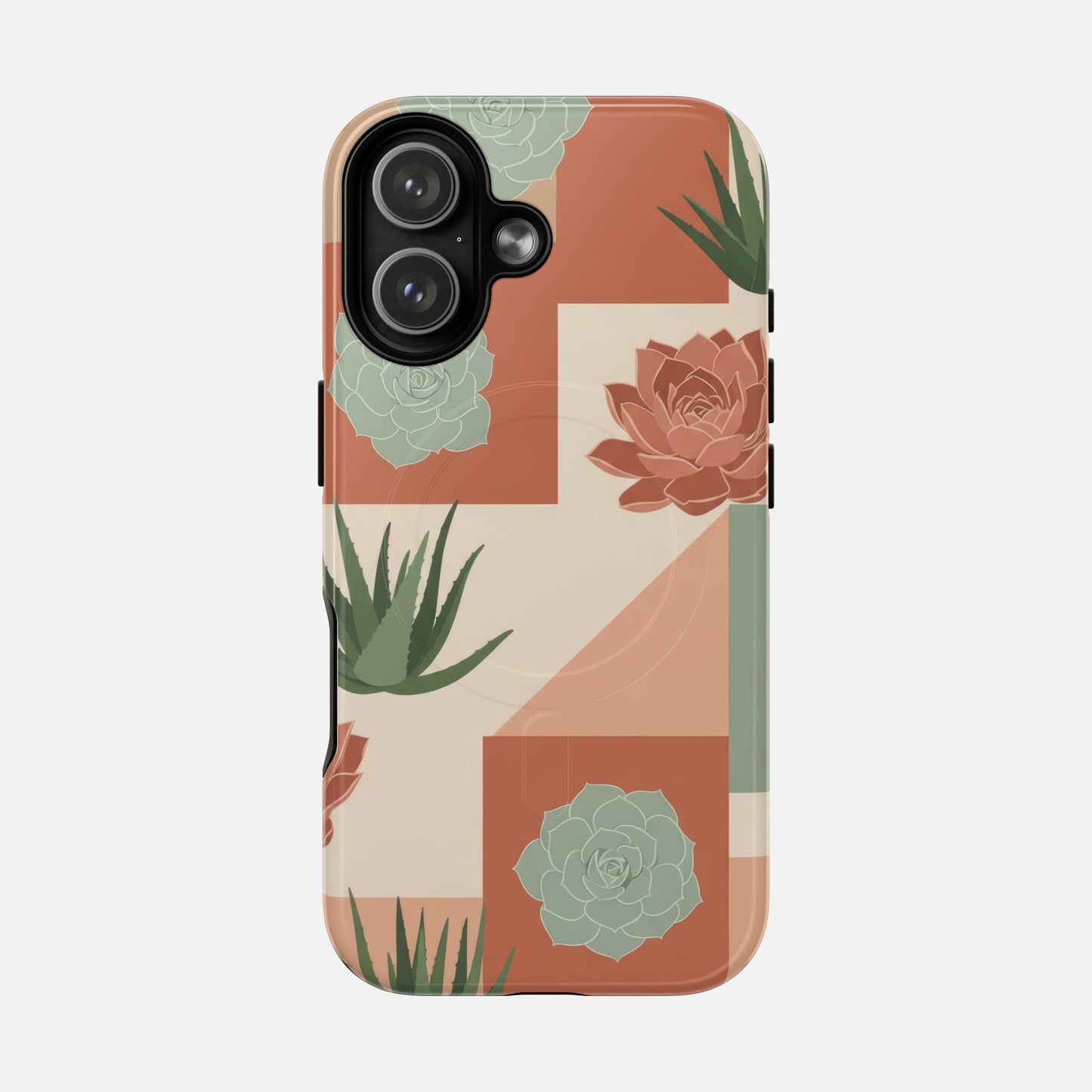 Succulent Pattern Tough Magnetic Phone Case iPhone 17 Glossy Phone Case