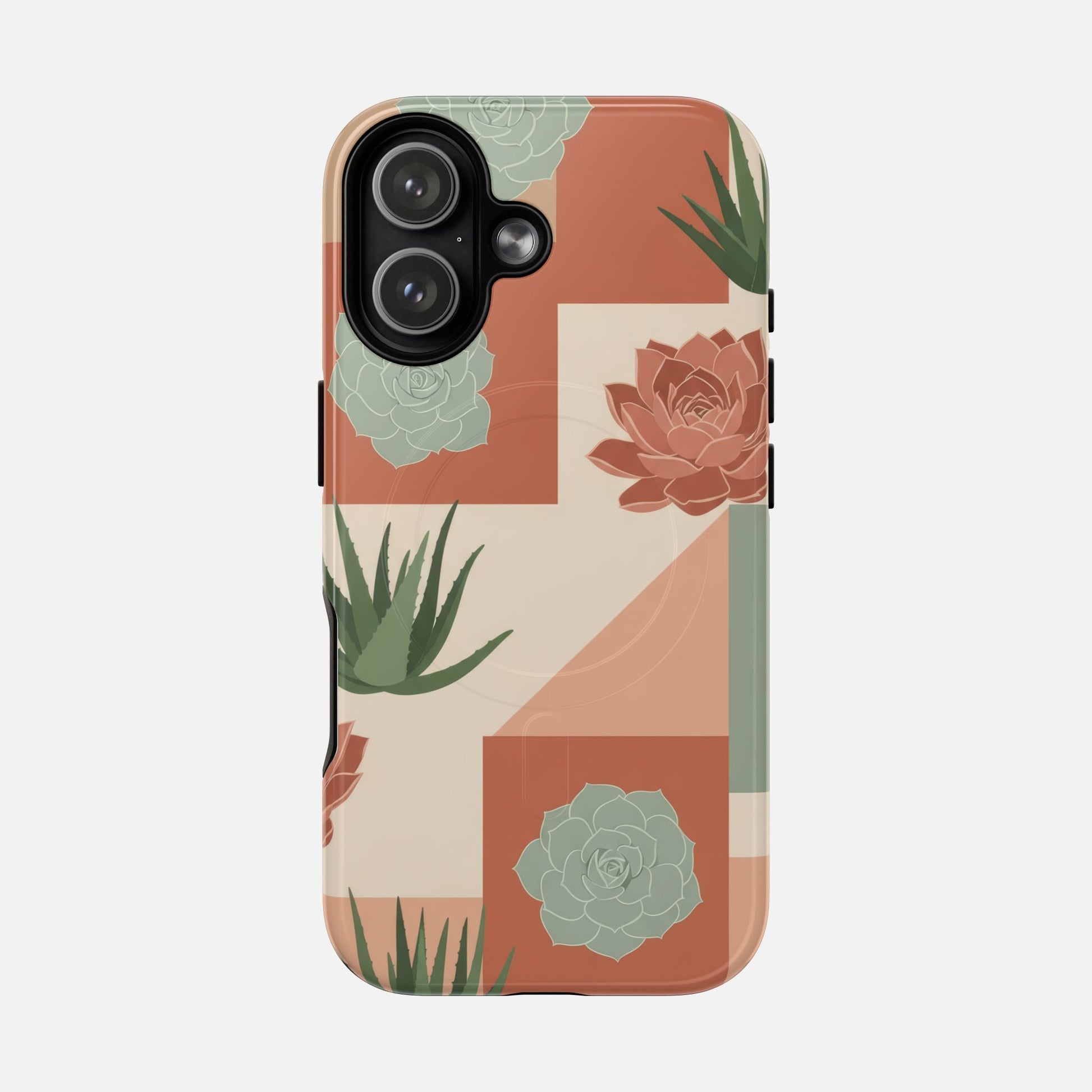 Succulent Pattern Tough Magnetic Phone Case iPhone 17 Glossy Phone Case