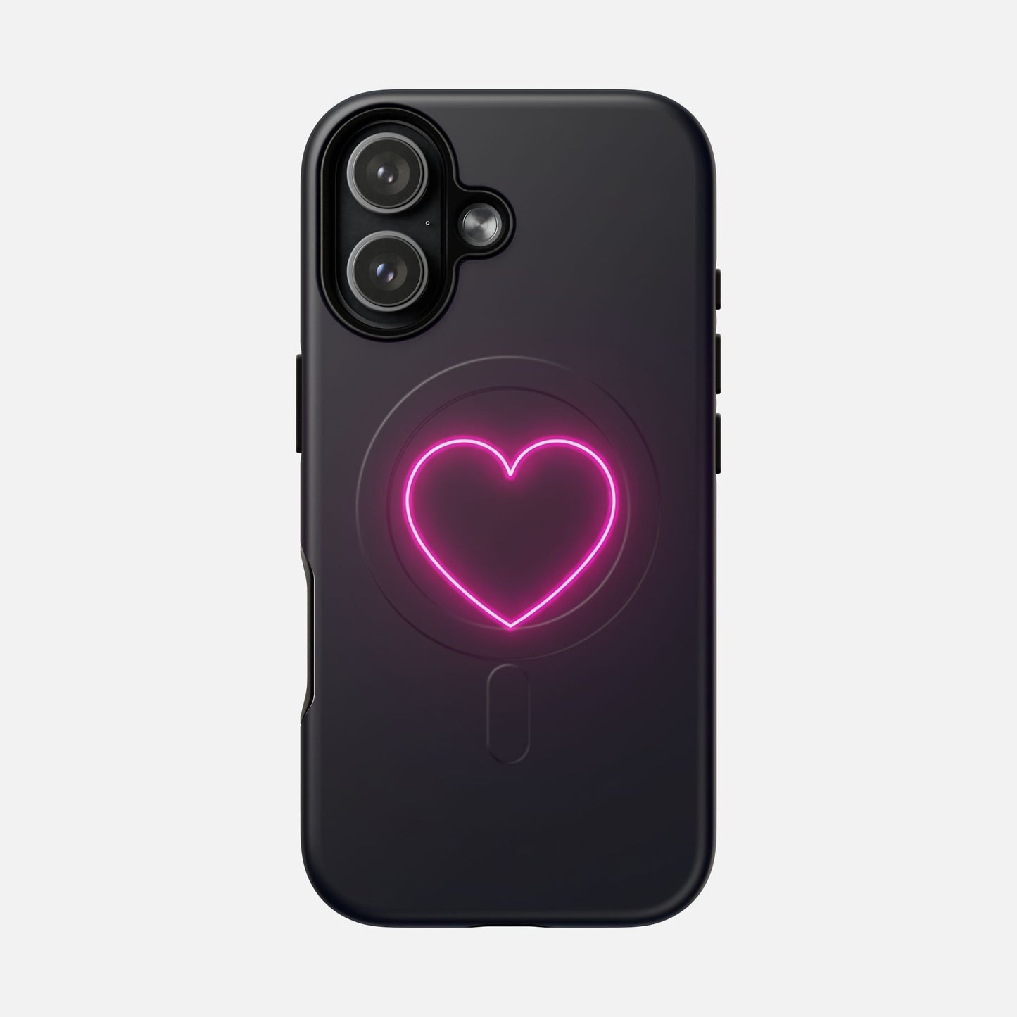 Neon Heart With Glow Pink iPhone Case — Tough Magnetic | MagSafe Compatible