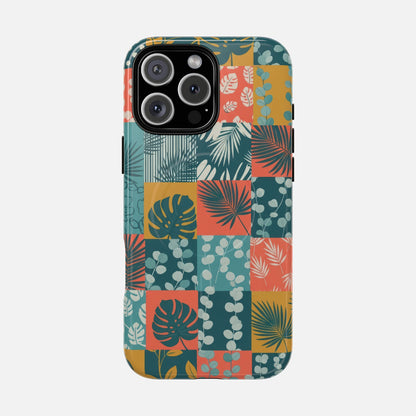 Tropical Patchwork Tough Magnetic Phone Case iPhone 16 Pro Max Glossy Phone Case