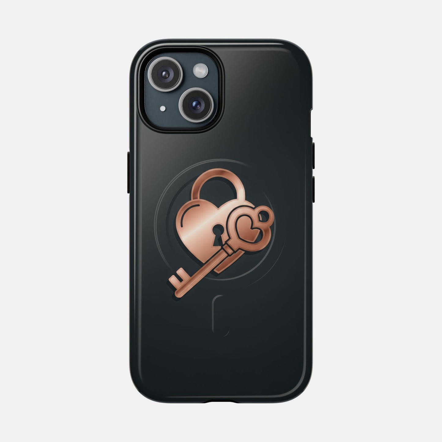 Rose Gold Lock & Key Design iPhone Case — Tough Magnetic | MagSafe Compatible