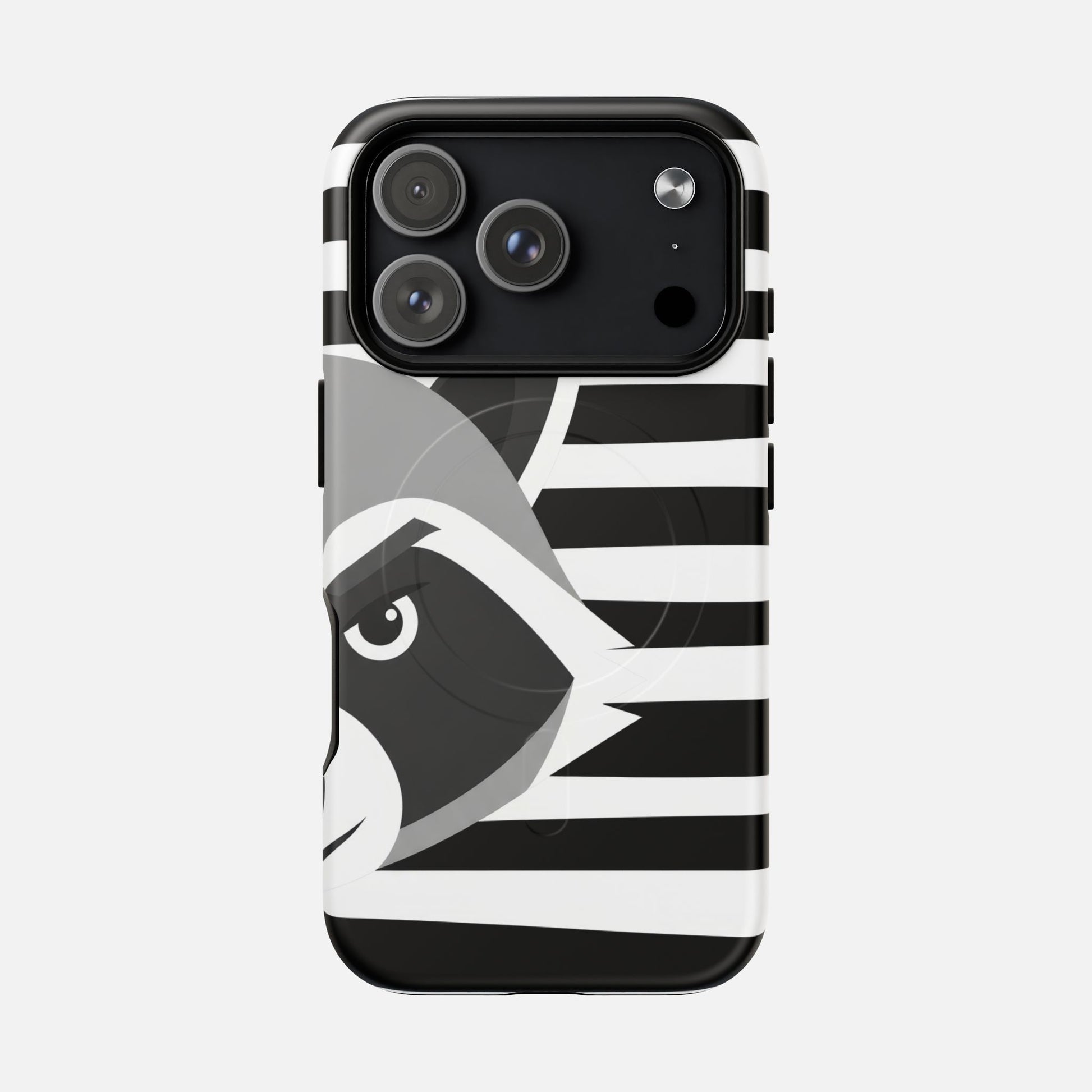 Raccoon Stripe Tough Magnetic Phone Case — Black & White Animal Design iPhone 17 Pro Matte Phone Case