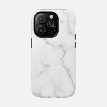 White Marble iPhone Case — Tough Magnetic | MagSafe Compatible
