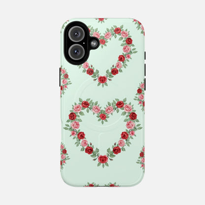 Rose Heart Floral iPhone Case — Tough Magnetic | MagSafe Compatible