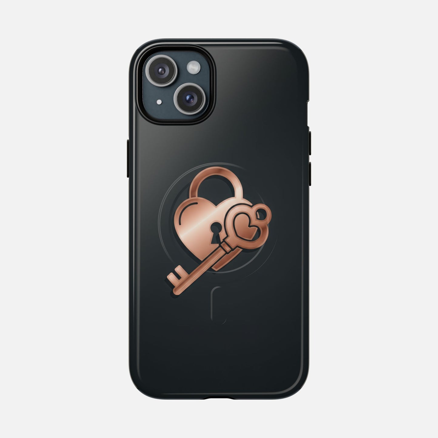 Rose Gold Lock & Key Design iPhone Case — Tough Magnetic | MagSafe Compatible