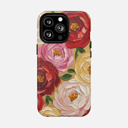 Floral Camellia Tough Magnetic Phone Case — Protective Magnetic iPhone Cover with Rose & Blush Blooms iPhone 13 Pro Matte Phone Case