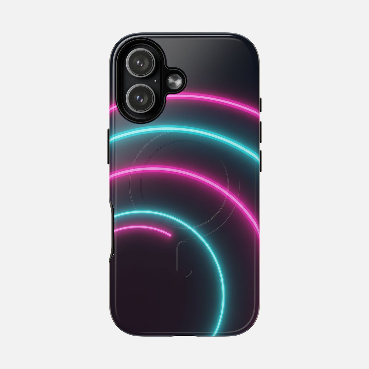 Neon Arc with Pink & Teal Glow iPhone Case — Tough Magnetic | MagSafe Compatible