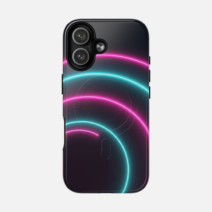 Neon Arc with Pink & Teal Glow iPhone Case — Tough Magnetic | MagSafe Compatible