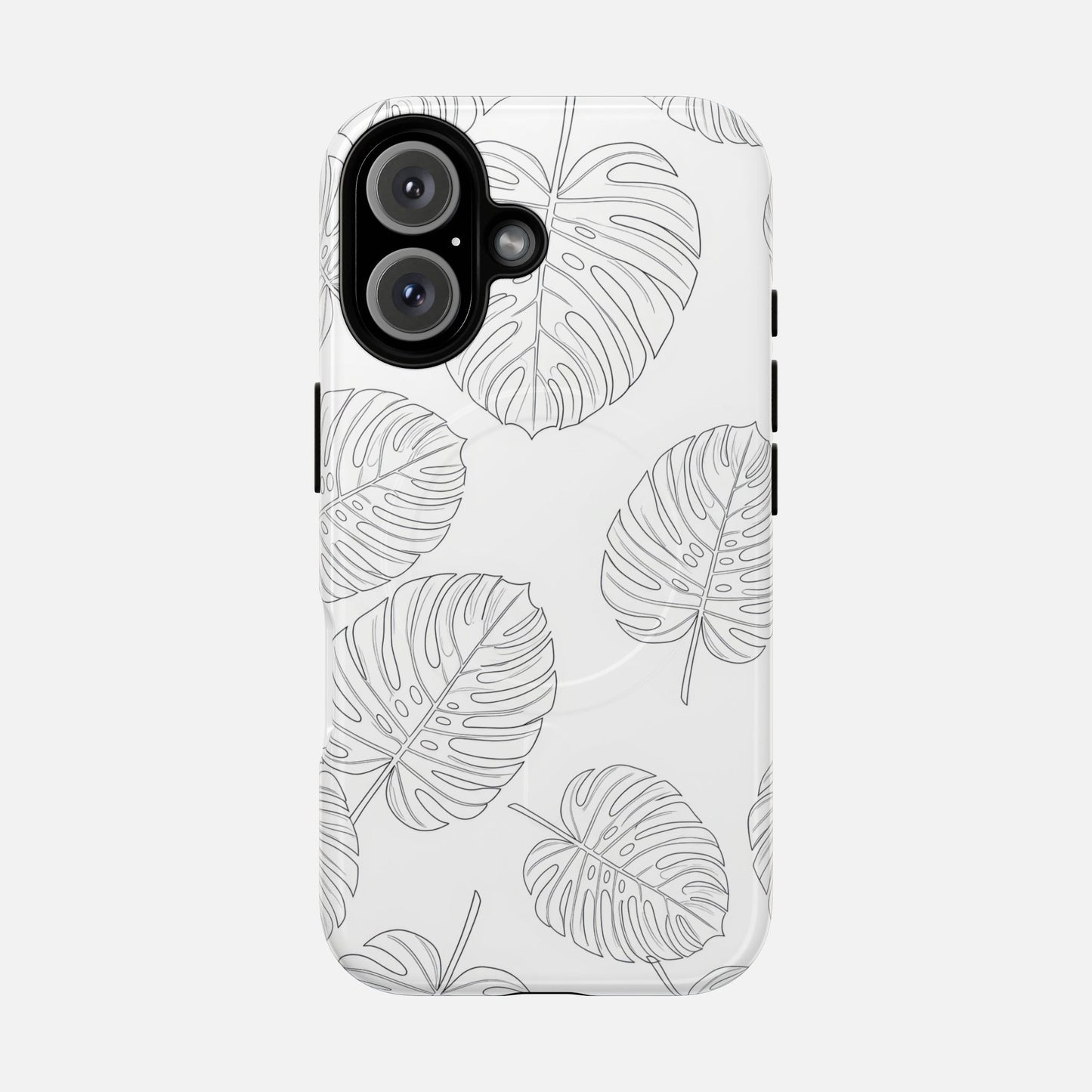 Monstera Leaf Clear Tropical Pattern iPhone Case — Tough Magnetic | MagSafe Compatible
