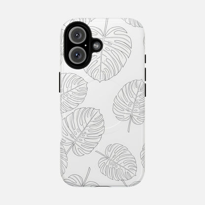 Monstera Leaf Clear Tropical Pattern iPhone Case — Tough Magnetic | MagSafe Compatible