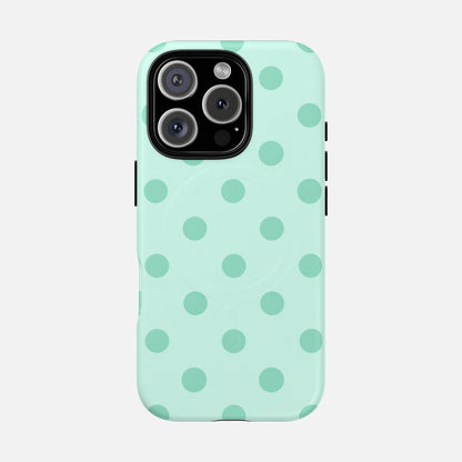 Mint Polka Dot iPhone Case — Tough Magnetic | MagSafe Compatible