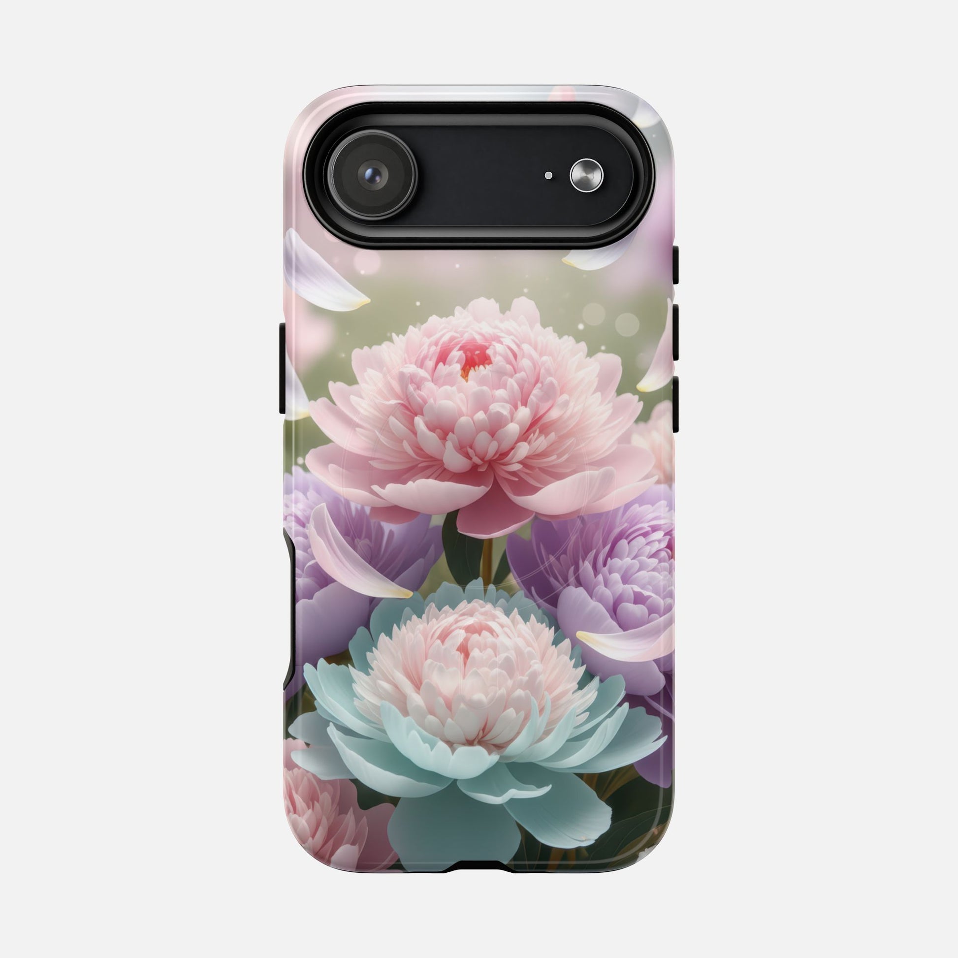 Floral Peony Tough Magnetic Phone Case — Pastel Peony Garden Protective Cover iPhone 17 Air Glossy Phone Case