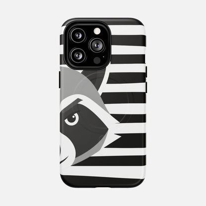 Raccoon Stripe Black & White Animal Design iPhone Case — Tough Magnetic | MagSafe Compatible