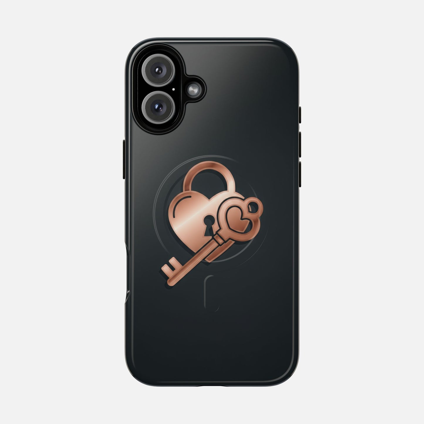 Rose Gold Lock & Key Design iPhone Case — Tough Magnetic | MagSafe Compatible