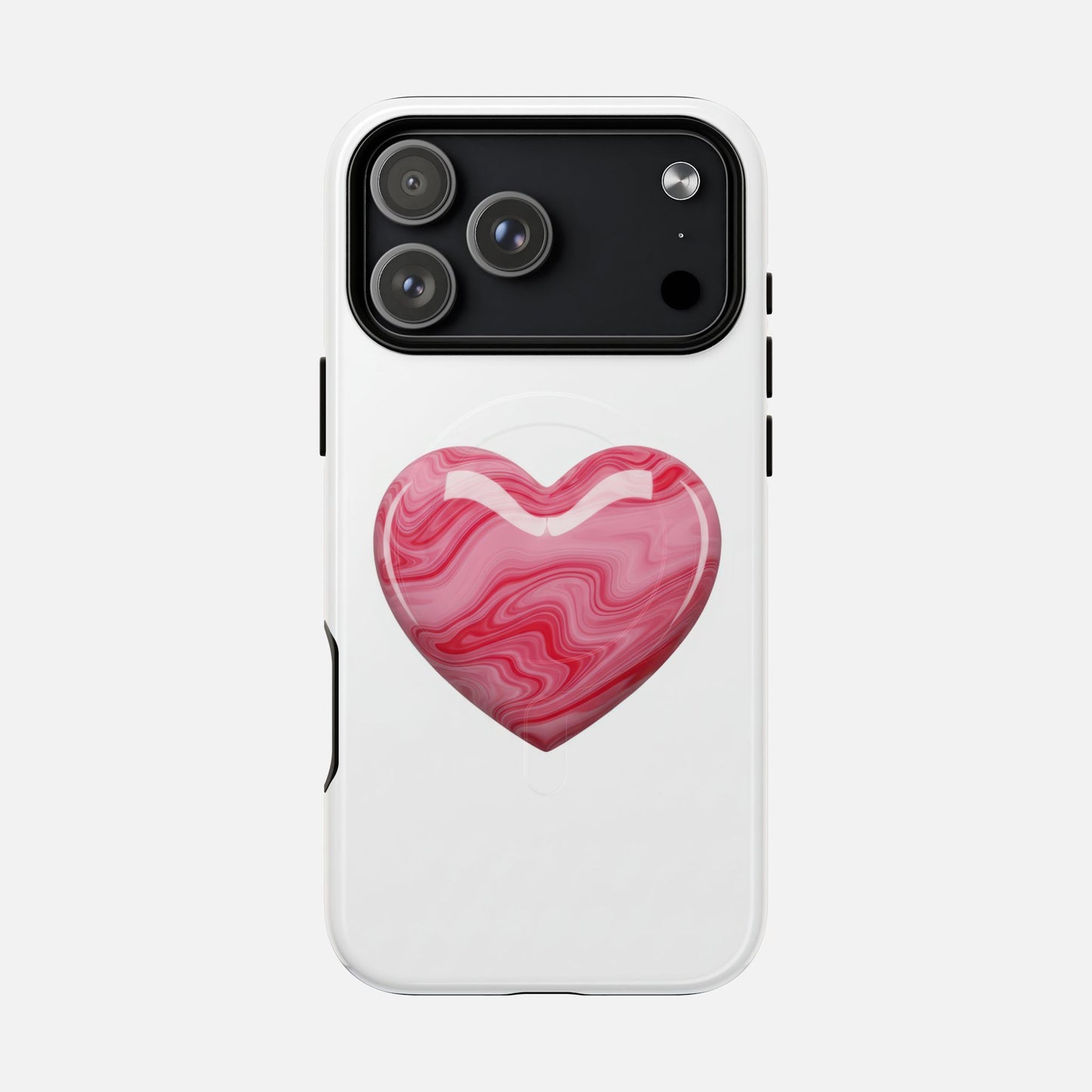 Pink Marble Heart iPhone Case — Tough Magnetic | MagSafe Compatible