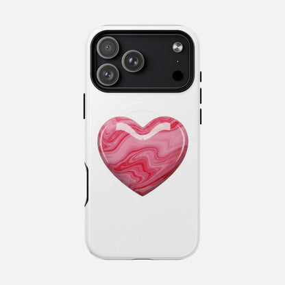 Pink Marble Heart iPhone Case — Tough Magnetic | MagSafe Compatible