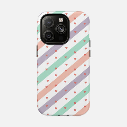 Valentine Pastel Stripes iPhone Case — Tough Magnetic | MagSafe Compatible