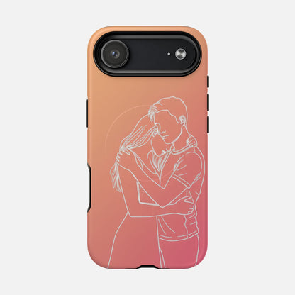 Romantic Outline Couple Tough Magnetic Phone Case — Protective iPhone Cover for Couples, Anniversary & Valentine’s Gift iPhone 17 Air Matte Phone Case