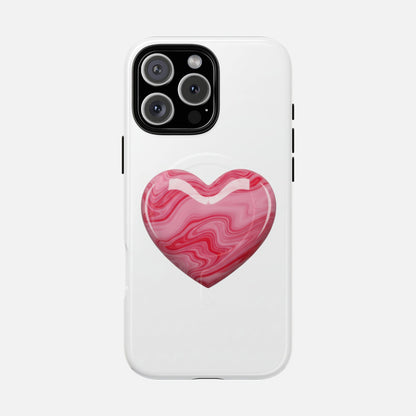 Pink Marble Heart iPhone Case — Tough Magnetic | MagSafe Compatible