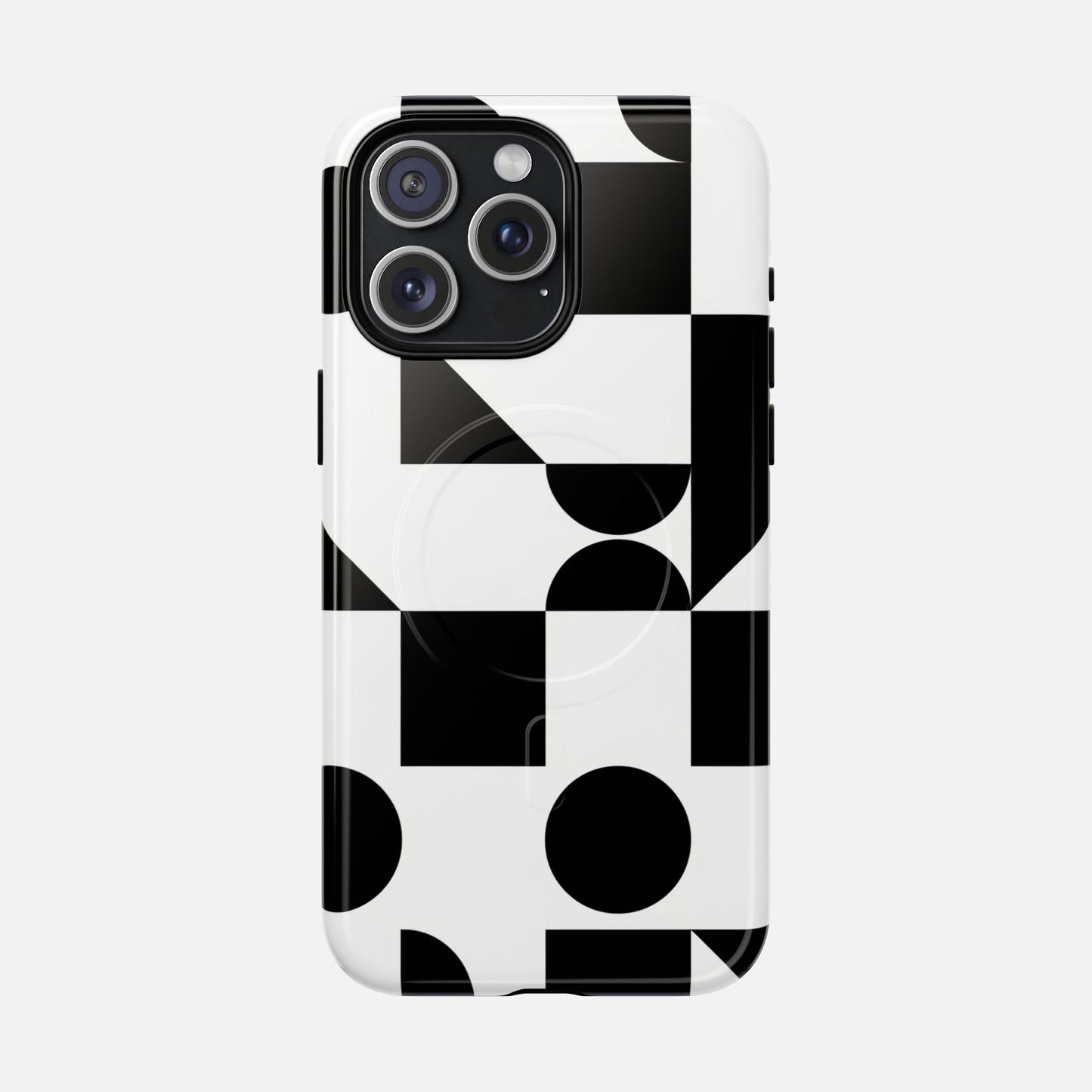 Geometric Black & White iPhone Case — Tough Magnetic | MagSafe Compatible