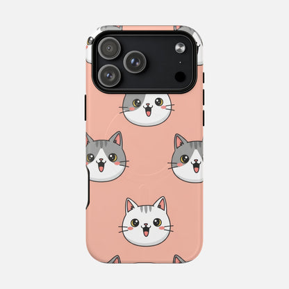 Cute Gray & White Cat iPhone Case — Tough Magnetic | MagSafe Compatible
