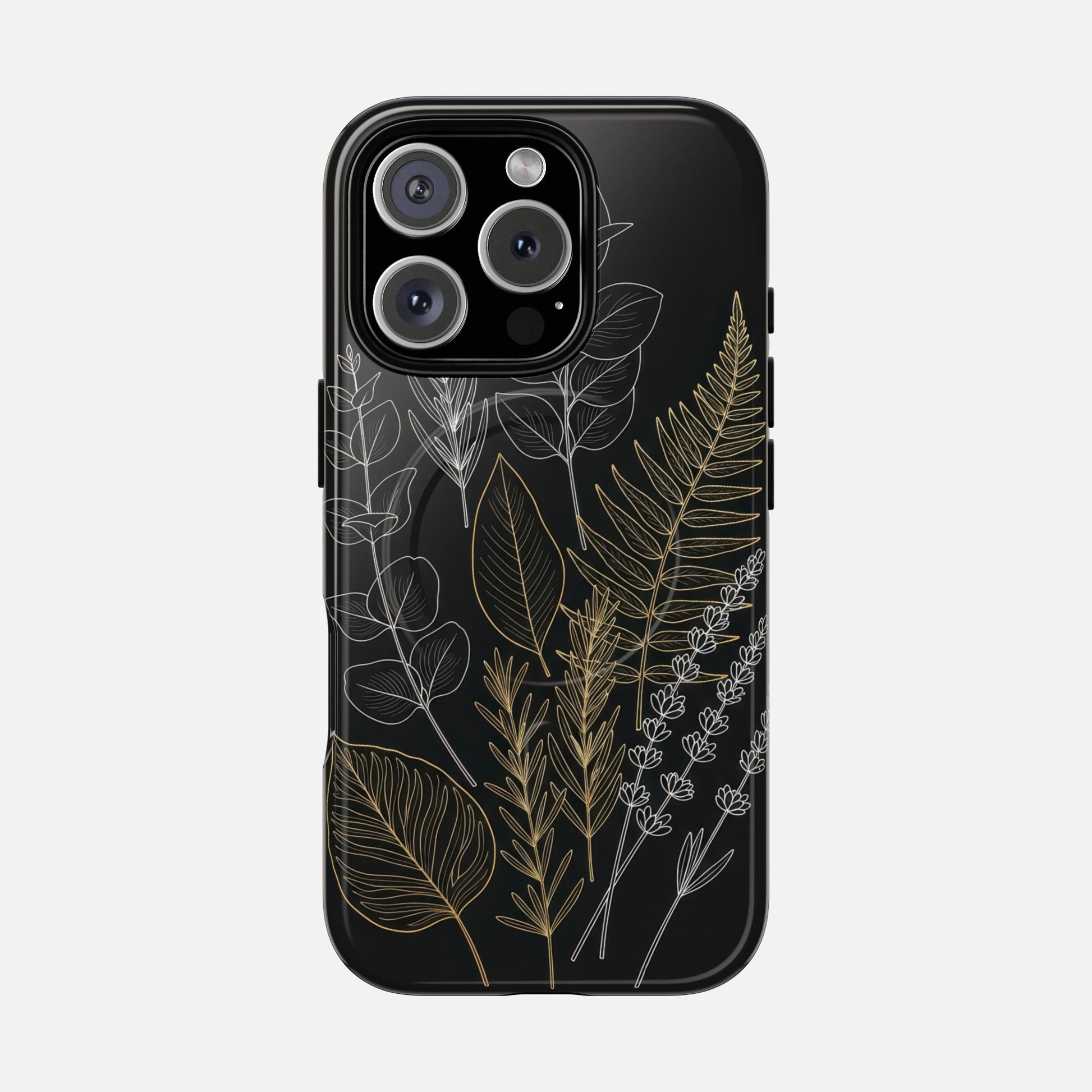 Tough Magnetic Case — Botanical Gold & Silver Fern Phone Cover iPhone 16 Pro Glossy Phone Case