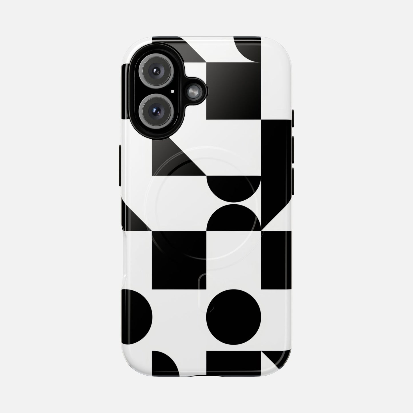 Geometric Black & White iPhone Case — Tough Magnetic | MagSafe Compatible